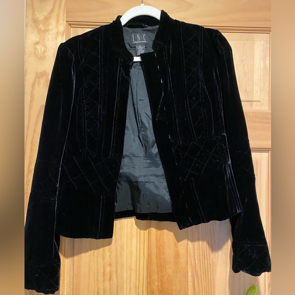INC International Concepts Black Velvet Blazer